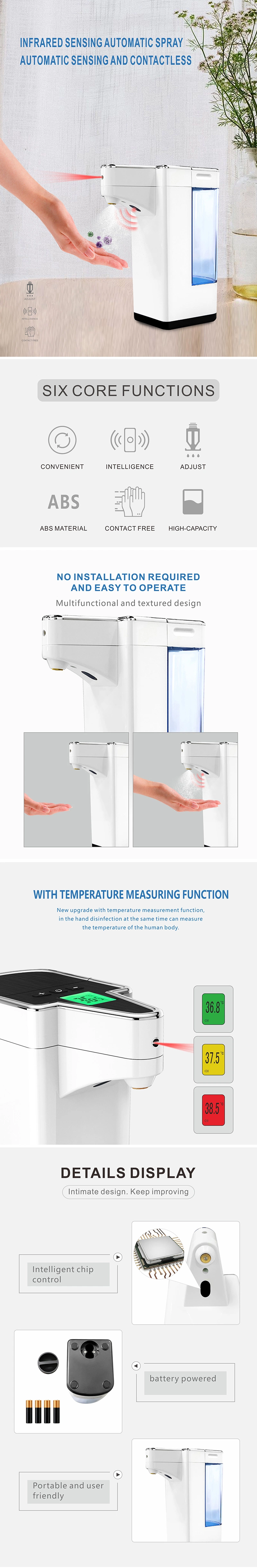 Intelligent Liquid Soap Dispenser Automatic for Bathroom and Kitchen Avoid Cross Infection Thermometer Dispenser