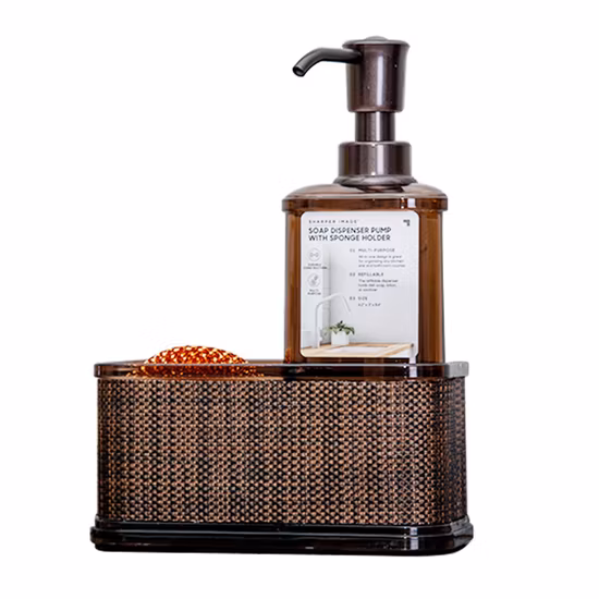 Sink Shelf Soap Sponge Drain Rack, Soap Dispenser for Kitchen Sink with Sponge Holder Corner Sink Storage Basket, Sink Caddy Soap Organizer Suction Cup Esg12178