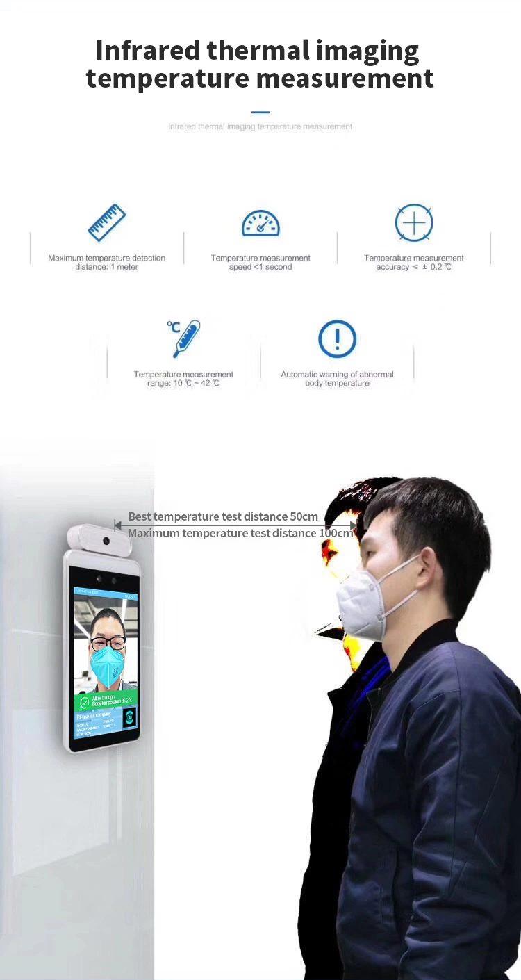 Face Recognition Thermometer Intelligent Body Temperature Kiosk for Access Control