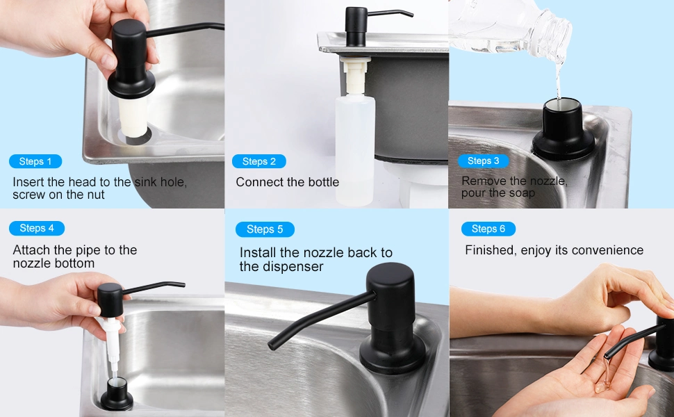 Aquacubic Chrome Kitchen Sink Soap Dispenser and Lotion Dispenser