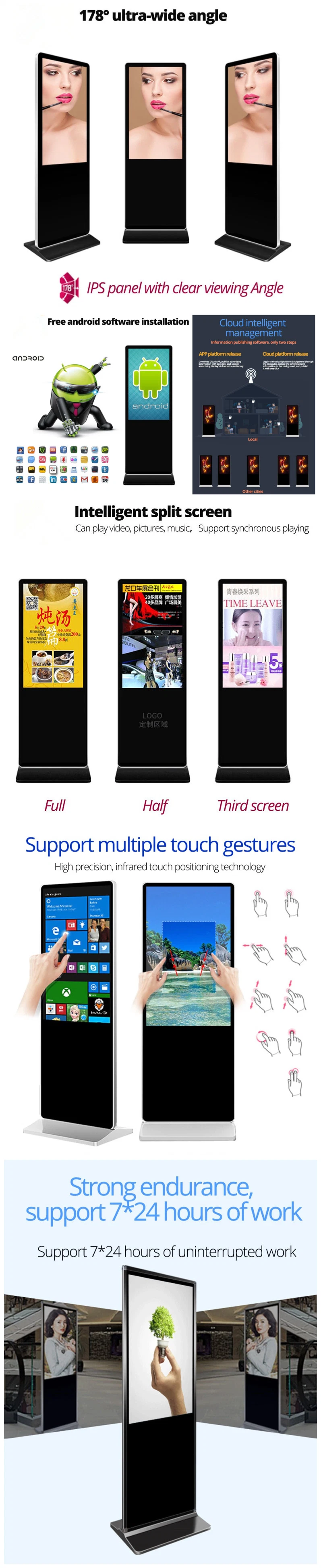 43&quot;, 50&quot;, 55&quot; LCD Android Camera Qr Code Interactive Touch Screen Display Self-Service Photo Booth Kiosk