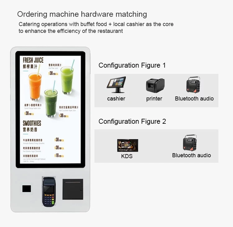 Floor Standing Touchscreen Self-Service Information Terminal Bill Payment LCD Touch Screen Interactive Kiosk for Self Service Ordering Food Meal Vending Machine