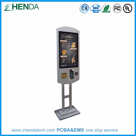 Customized Self Service Order Payment Touch Screen Kiosk Self Pay Machine Barcode Scanner Kiosk for Chain Store / Restaurant with Certifications From Zhenda