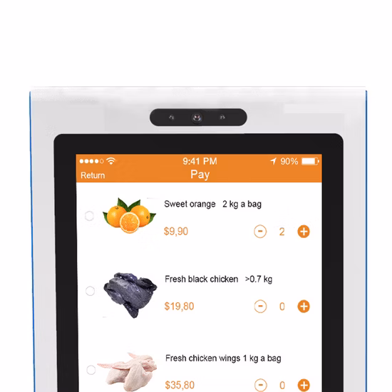 Self Order Kiosk Android 9.0 Card Payment Tablet PC Desktop 23.8 Inch Self Service Ordering Kiosk