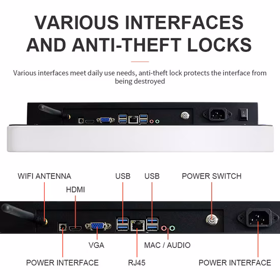 Rugged 27 Inch USB Wall Mount Touch Screen PC Floor Standing Kiosk for Self Order Store Bank School Company